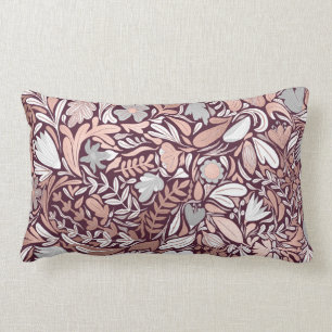 Rose Gold Burgundy Floral Illustration Lendenkissen