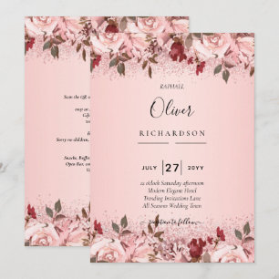 Rose Gold Burgundy Rosa Blumenzwiebeln Einladungen
