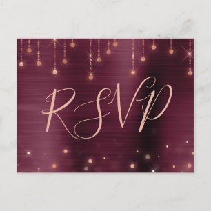 Rose Gold Burgundy Sparkle UAWG Response Einladungspostkarte