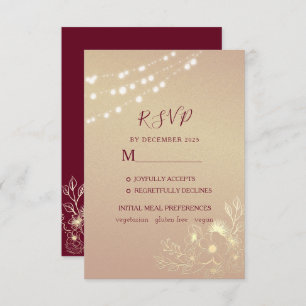 Rose Gold Burgundy Wedding RSVP Card