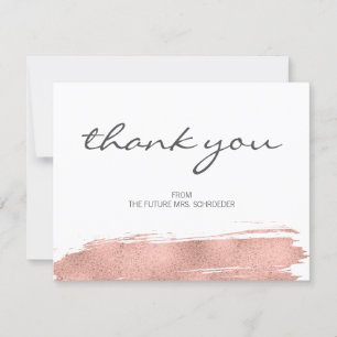 Rose-Gold-Bürststrich-Dankeskarte für die Brautpar Dankeskarte