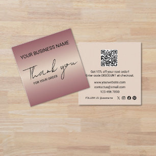 Rose Gold Business Danke Quadratische Visitenkarte
