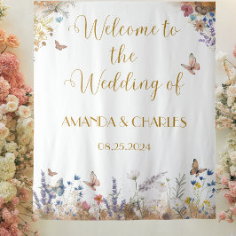 Rose Gold Butterfly Garden Hochzeit Hintergrund Wandteppich