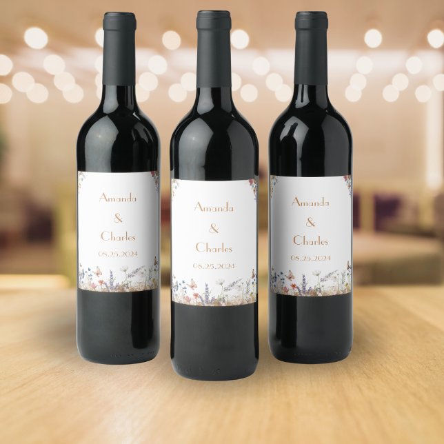 Rose Gold Butterfly Garden Wedding Weinetikett (Von Creator hochgeladen)