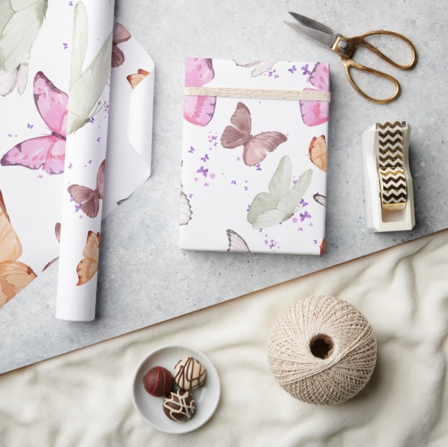 rose gold butterfly geschenkpapier (Kunsthandwerk)
