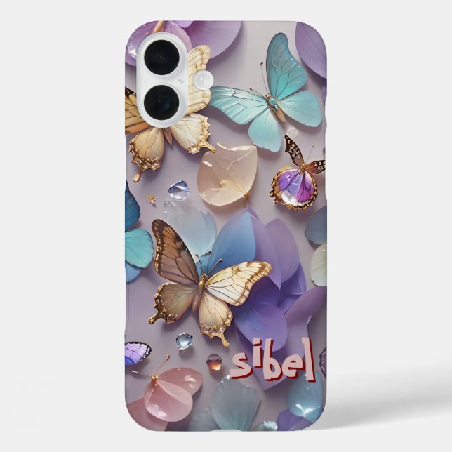 Rose Gold Butterfly Mit Monogramm Case- Mate iPhon Case-Mate iPhone Hülle (Rückseite)