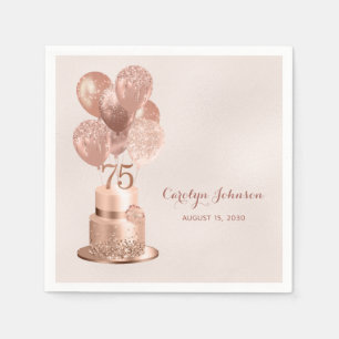 Rose Gold Cake 75. Geburtstag Serviette