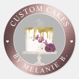 Rose Gold Cake Business Gold Tropfen Cake Runder Aufkleber
