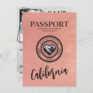 Rose Gold California Pass Save the Date