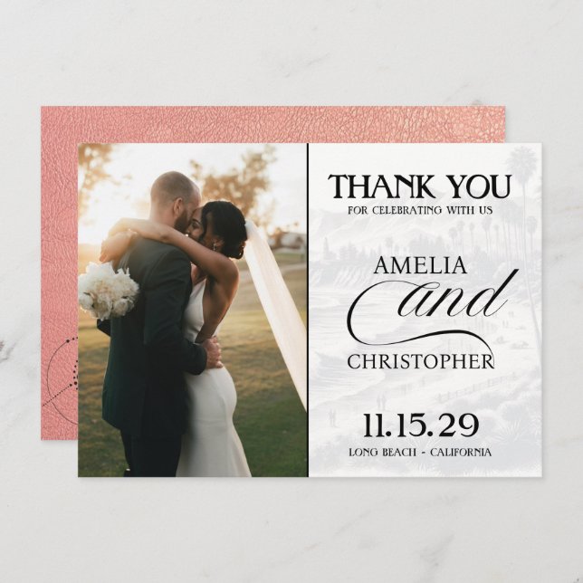 Rose Gold California Passport Dankeskarte (Vorne/Hinten)