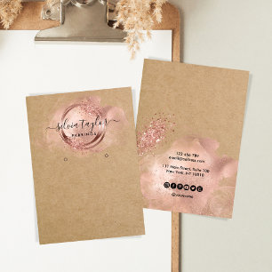 Rose Gold Calligrafy Art Ohrensichtkarte Visitenkarte