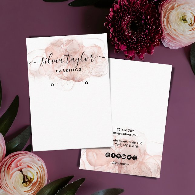 Rose Gold Calligrafy Art Ohrensichtkarte Visitenkarte (Von Creator hochgeladen)