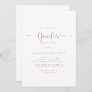 Rose Gold Calligrafy Gender Reveal Party Einladung