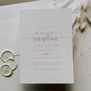 Rose Gold Calligrafy Hochzeitsempfang Einladung