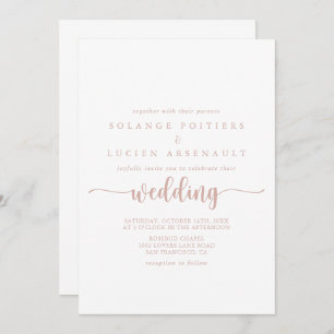 Rose Gold Calligrafy Wedding Einladung