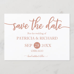 Rose Gold Calligrafy Wedding Save the Date Einladung