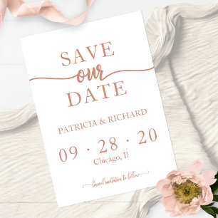 Rose Gold Calligrafy Wedding Save the Date Einladung