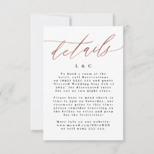 Rose Gold Calligraphie Moderne Hochzeitsszenierung RSVP Karte