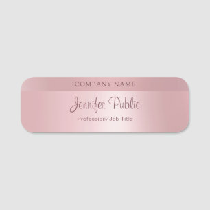 Rose Gold Calligraphie Script Trendy Modern Design Namensschild