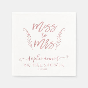 Rose Gold Calligraphy Brautparty Bachelorette Serviette