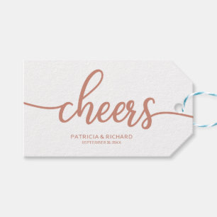 Rose Gold Calligraphy Cheers Weinflaschen Tags Geschenkanhänger