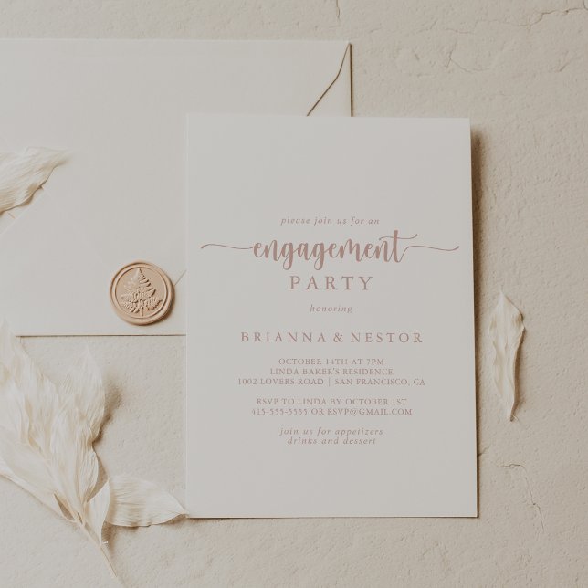 Rose Gold Calligraphy Engagement Party Einladung (Von Creator hochgeladen)