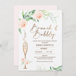 Rose Gold Calligraphy Floral Brautparty Einladung