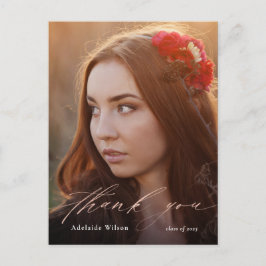 Rose Gold Calligraphy Foto Abschluss Vielen Dank Postkarte