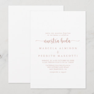 Rose Gold Calligraphy Nuestra Boda Wedding Einladung