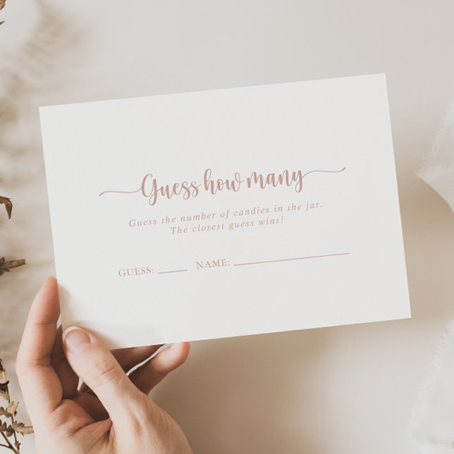 Rose Gold Calligraphy Raten Sie, wie viele Game Ca Visitenkarte (Von Creator hochgeladen)