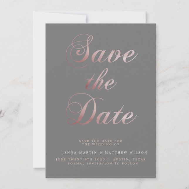 Rose Gold Calligraphy ⎥ Save the Date Card (Vorderseite)