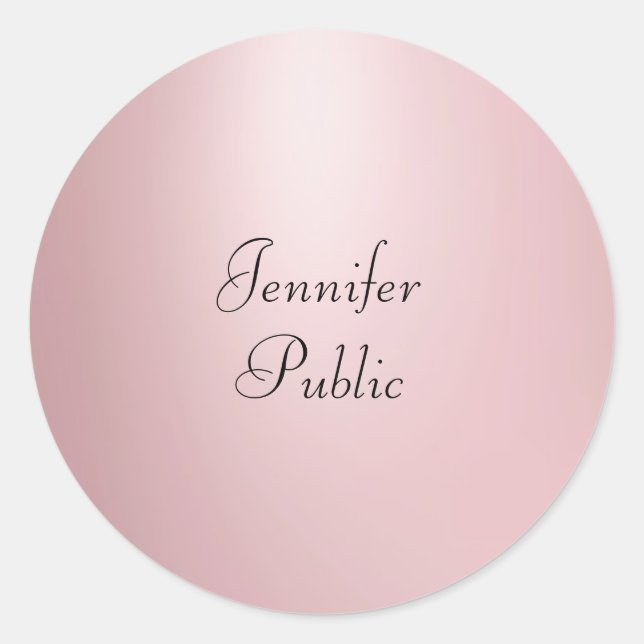Rose Gold Calligraphy Script Elegant Template Runder Aufkleber (Vorderseite)