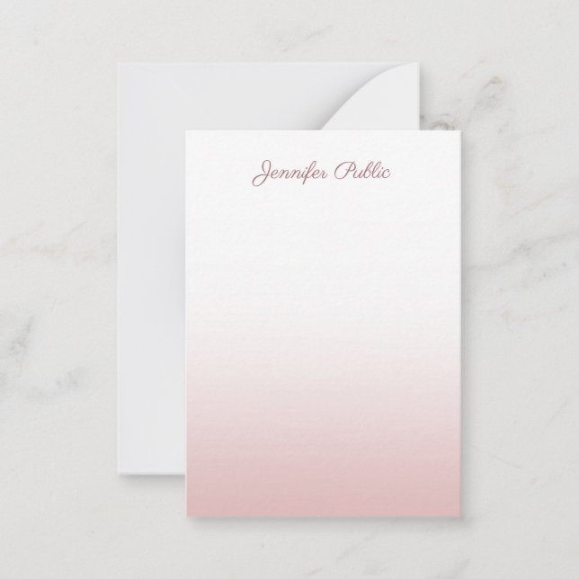 Rose Gold Calligraphy Script Name Stilvolle Vorlag Mitteilungskarte (Vorderseite)