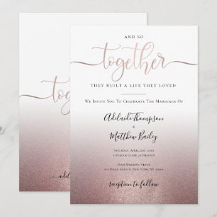 Rose Gold Calligraphy Script Quote Elegante Hochze Einladung