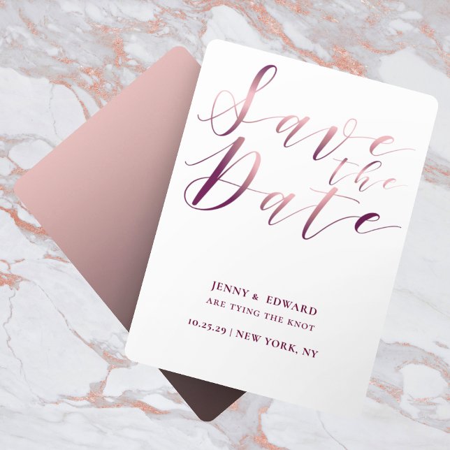 Rose Gold Calligraphy Script Save the Date modern Einladung (Von Creator hochgeladen)