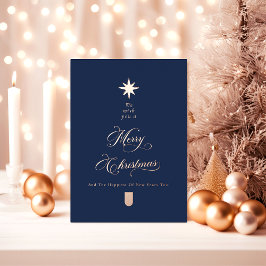 Rose Gold Calligraphy Tree Christmas Card Folien Feiertagskarte