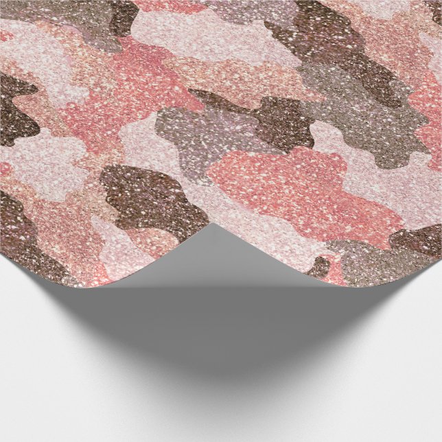 Rose Gold Camouflage Imitate Glitzer Camouflage Gl Geschenkpapier (Ecke)
