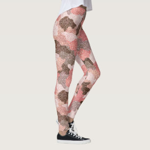 Rose Gold Camouflage Imitate Glitzer Camouflage Gl Leggings