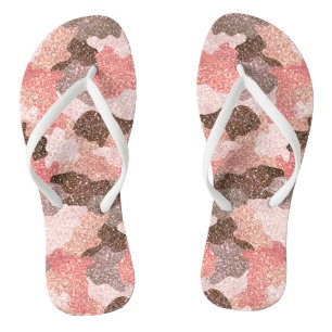 Rose Gold Camouflage Imitats Glitzer Girly Camoufl Flip Flops