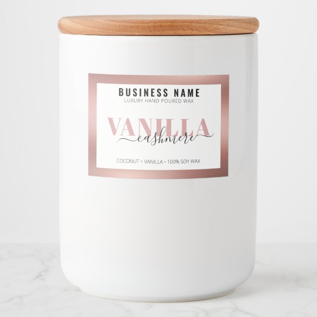 Rose Gold Candle Label Vorlage Luxus-Label Lebensmitteletikett (Vorderseite)