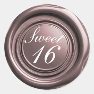 Rose Gold Candle Wax Siegel Tropfen Sweet 16 Weddi Runder Aufkleber