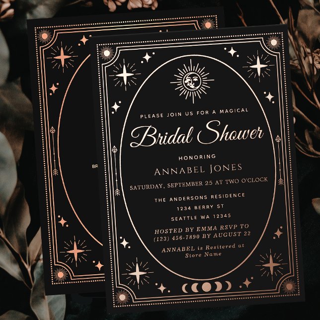 Rose Gold Celestial Black Tarot Card Brautparty Folieneinladung (Von Creator hochgeladen)