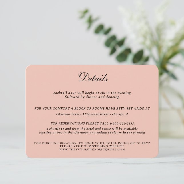 Rose Gold Celestial Wedding Begleitkarte (Stehend Vorderseite)