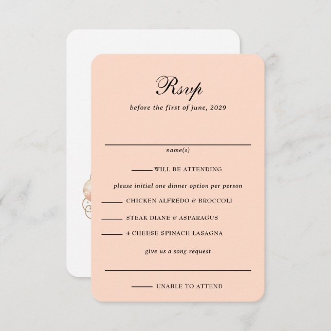 Rose Gold Celestial Wedding RSVP Karte (Vorne/Hinten)