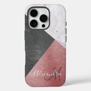 Rose Gold, Chalkboard & Marmor - Monogramm hinzufü iPhone 16 Pro Hülle