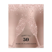 Rose Gold Champagne 40. Geburtstag Einladung
