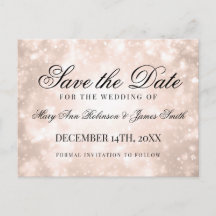 Rose Gold Champagne Bokeh Elegant Save the Date