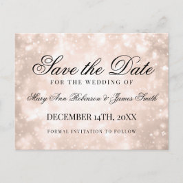 Rose Gold Champagne Bokeh Elegant Save the Date Ankündigungspostkarte
