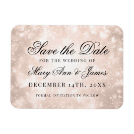 Rose Gold Champagne Bokeh Elegant Save the Date Magnet