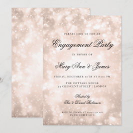 Rose Gold Champagne Bokeh Elegante Engagement Part Einladung